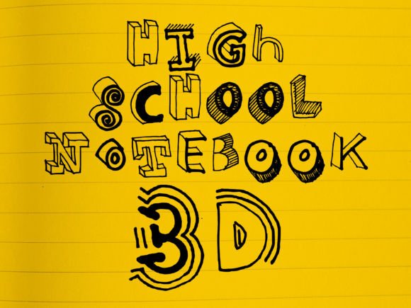 High School Notebook 3D Font for Web Design